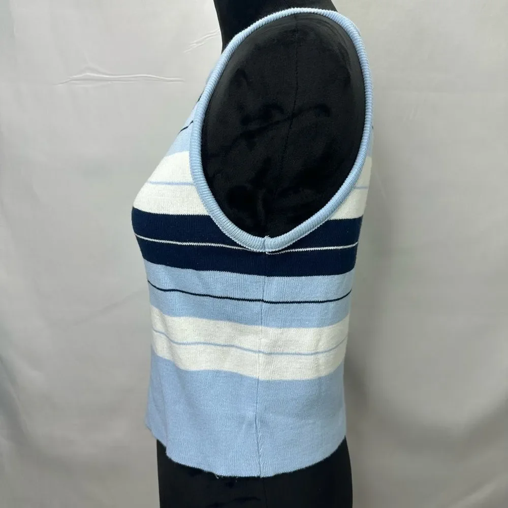 The Great American Sweater Striped Blue and White Vintage Halter Top Size L - Picture 3 of 6
